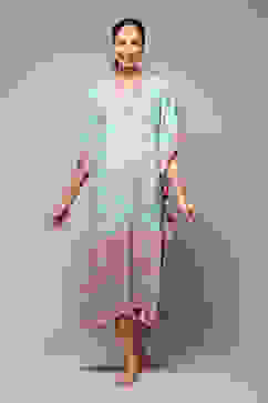 Powder Blue Rayon Printed Kaftan image number 5