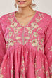 Pink Cotton Floral Embroidered Garara Kurta Set image number 1