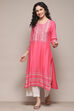Pink Rayon flax Relaxed Kurta Palazzo Suit Set