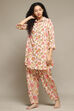 Off White & Red Rayon Printed 2 Piece Sleepwear Set image number 3