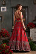 Red Chanderi Printed Fitted Lehenga Set image number 4