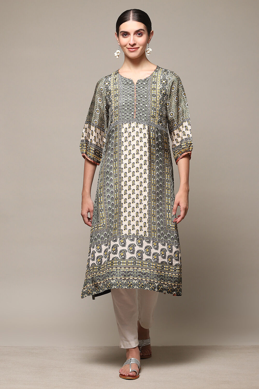 Ivory Viscose A Line Kurta image number 5