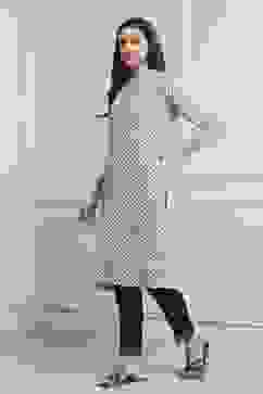 Black-White Viscose Rayon A-Line Kurta Pants Set image number 3