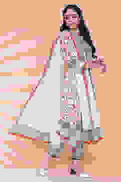 Off White Viscose Straight Kurta Pant Suit Set image number 5