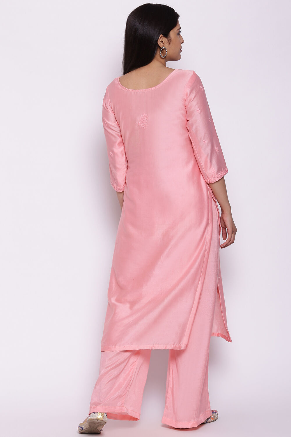Off White Art Silk Unstitched Suit Set image number 6