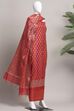 Rust Banarasi Chanderi Banarasi Print Unstitched Suit Set image number 4