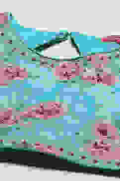 Blue Poly Chanderi Floral Printed Flared Lehenga Set image number 1