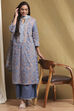 Purple Cotton Printed A-Line Suit Set image number 0