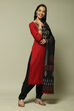 Red Flex Machine Embroidered Unstitched Suit Set image number 6