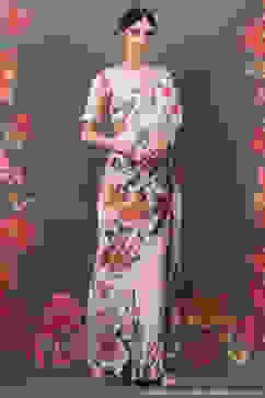 Rohit Bal Peach Cotton Silk Printed Saree image number 2