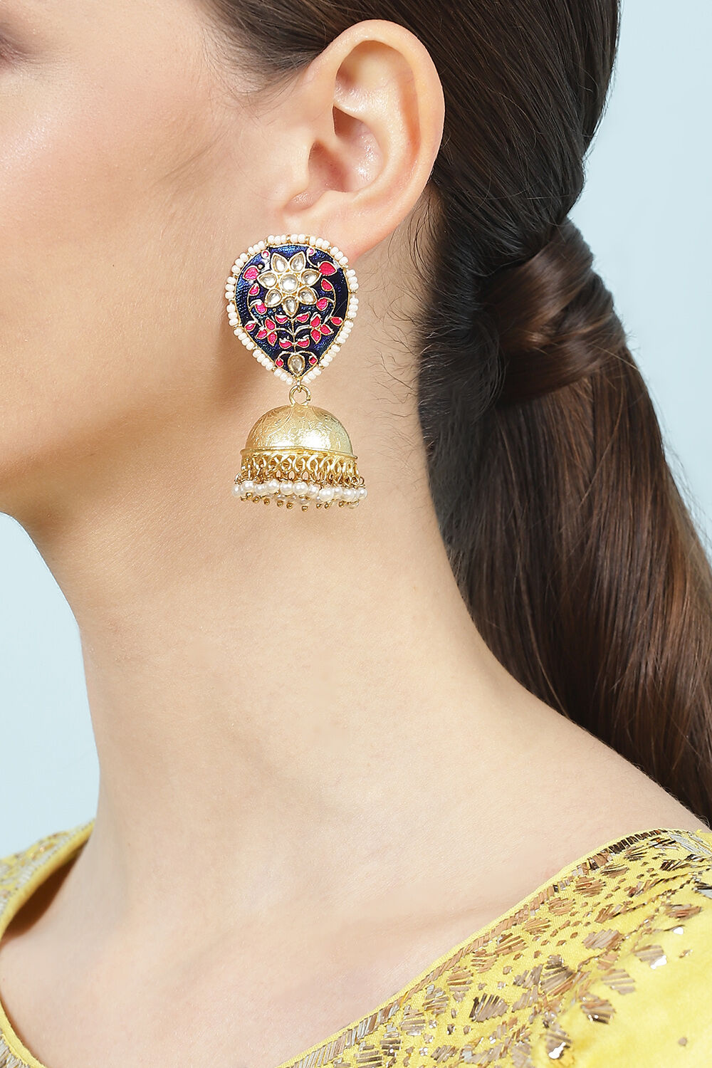 Navy Blue Alloy Earrings image number 1