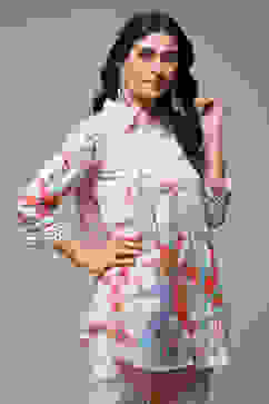 Ecru Rayon Printed Shirt image number 4