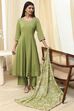 Blue Cotton Foil Printed Anarkali Suit Set image number 0