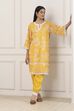 Red Floral Lace Work Straight Suit Set image number 0