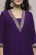 Purple Art Silk Straight Kurta Pants Set image number 1