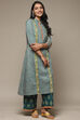 Teal Cotton A-Line Kurta Palazzo Suit Set image number 0