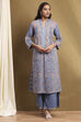 Purple Cotton Printed A-Line Suit Set image number 7