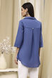 Dusk Blue Cotton Blend Solid Straight Shirt Style Kurti image number 3