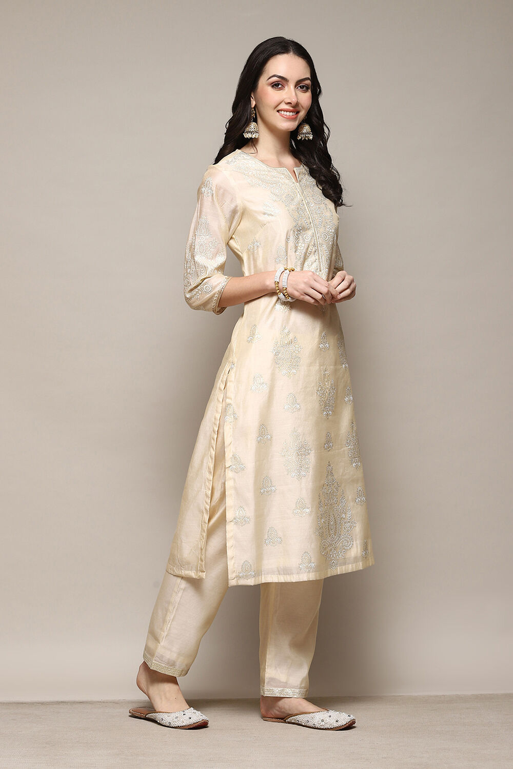 Olive Polyester Straight Printed 2 Piece Set image number 5