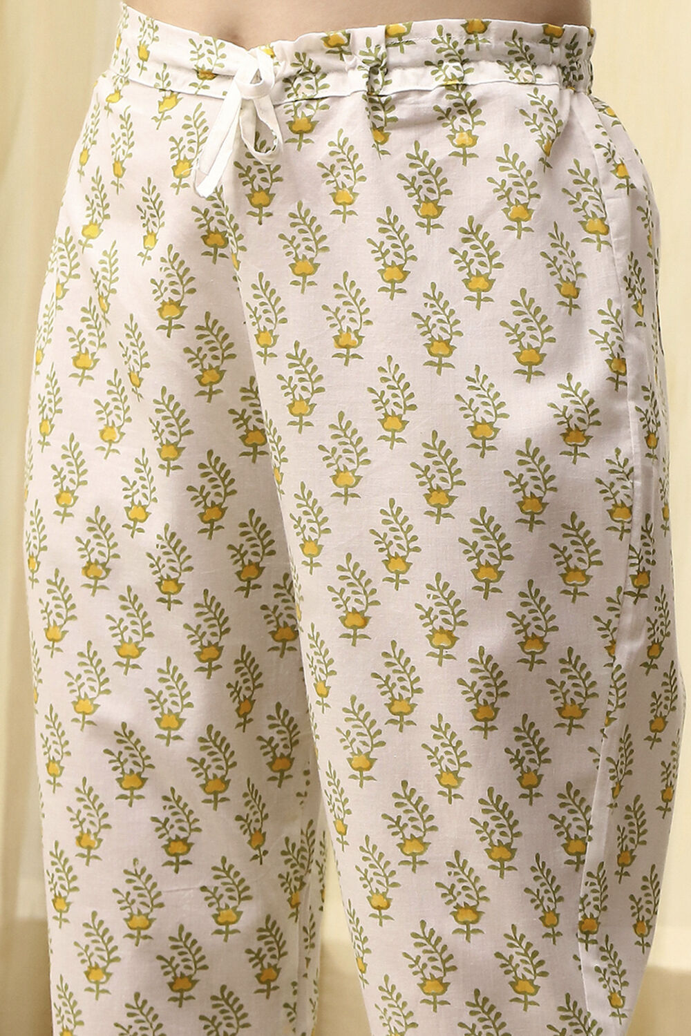 Coral Cotton Hand Block Print Unstitched Suit Set image number 4