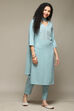 Yellow Rayon Straight Kurta Pants Suit Set image number 6