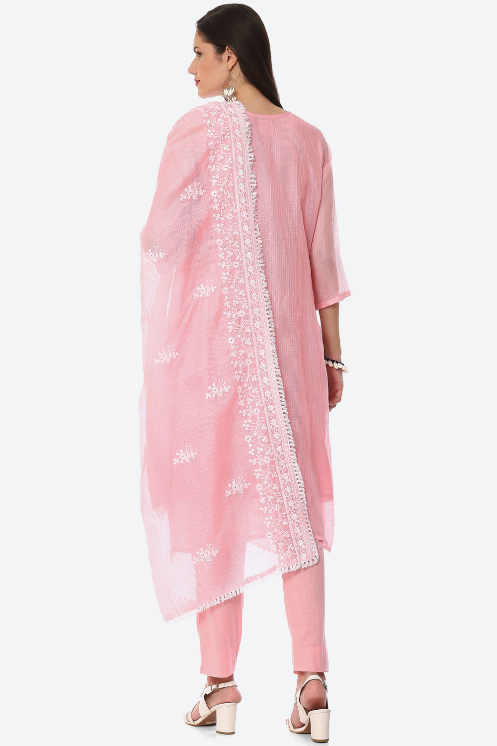 Light Pink Cotton Blend Unstitched Suit Set image number 4