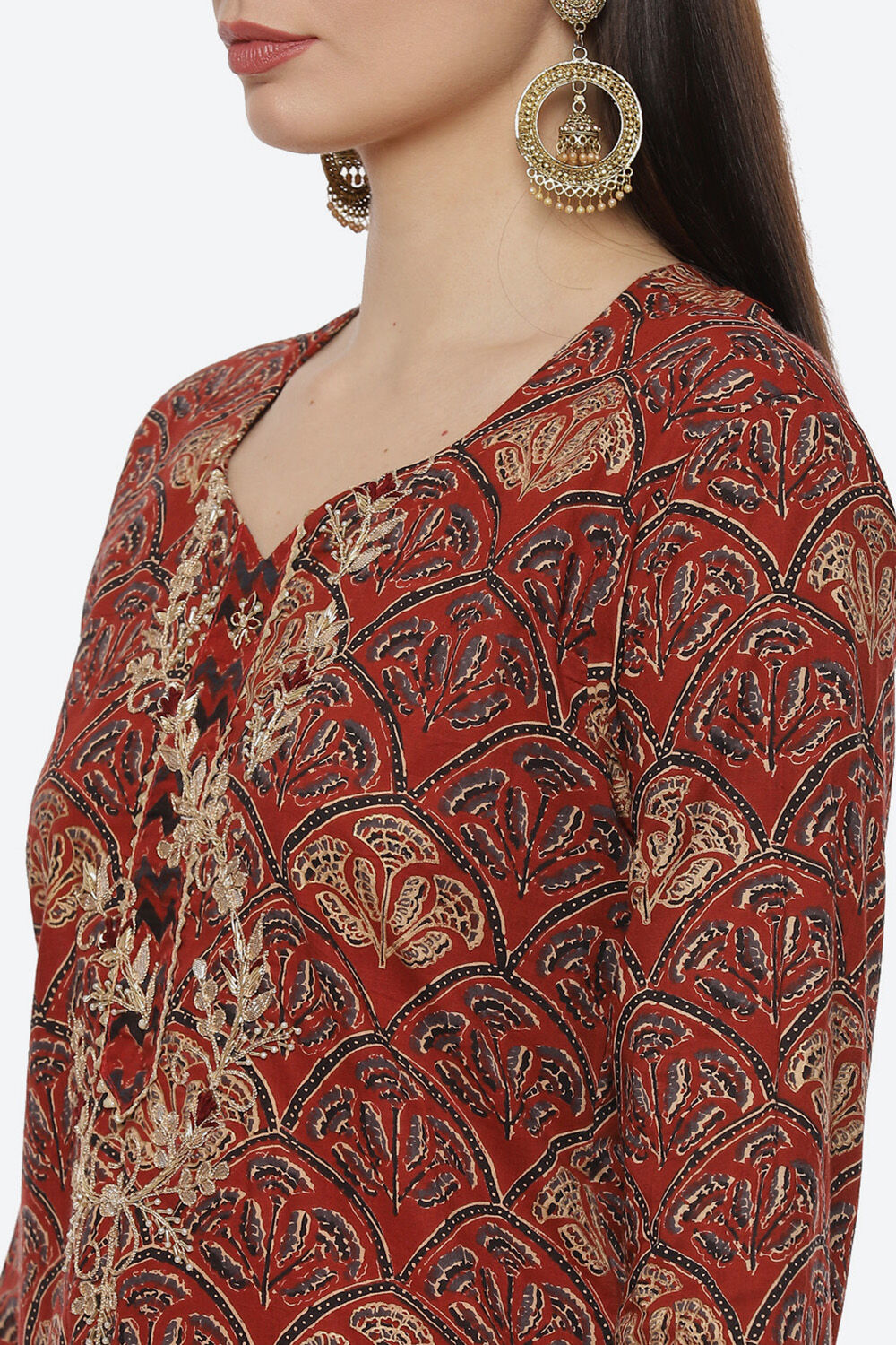 Maroon Cotton Unstitched Suit Set image number 1