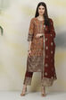 Choco Brown Cotton Straight Kurta Slim Pant Suit Set
