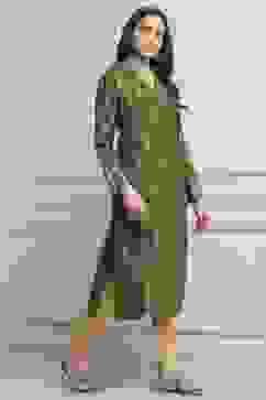 Green Viscose Rayon Straight Kurta Pants Set image number 5