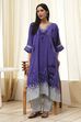 Blue Printed Kaftan-Style Kurta Set image number 6