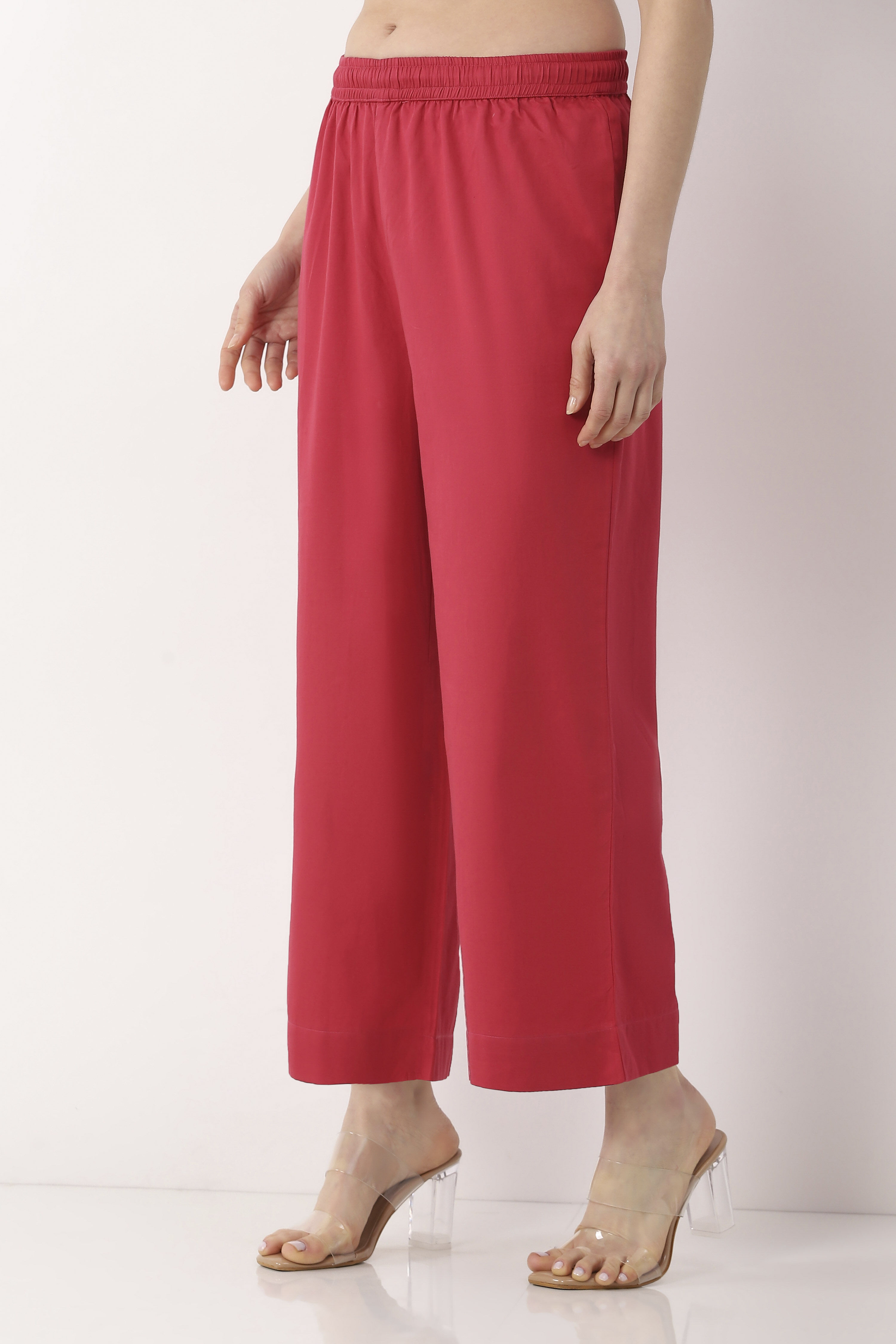 Pink Cotton Regular Pants image number 2