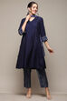 Indigo Poly Viscose Straight Yarndyed Suit Set