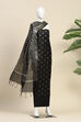 Green Black Poly Cotton Banarasi Unstitched Suit Set image number 4