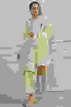 Natural White Chanderi Embroidered Straight Suit Set image number 0