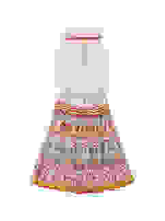 Off White Cotton Straight Kurta Skirt Suit Set image number 1