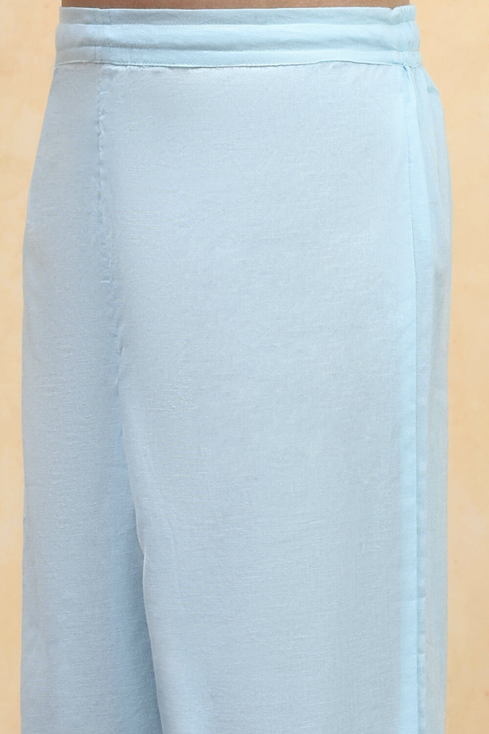 Powder Blue Cotton Straight Printed Kurta Pants Set image number 2