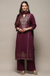 Deep Red Cambric Relaxed Kurta Palazzo Suit Set image number 7
