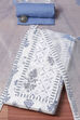 Blue Cotton Schiffly Unstitched Suit Set image number 0