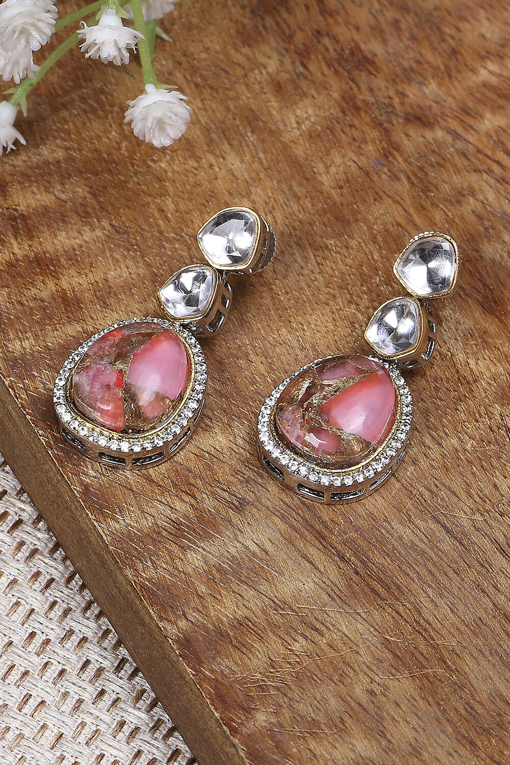 Light Pink Stone Earrings image number 2