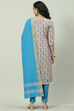 Blue Cotton Unstitched Suit Set image number 4