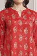 Red Rayon A-Line Printed Kurta image number 1