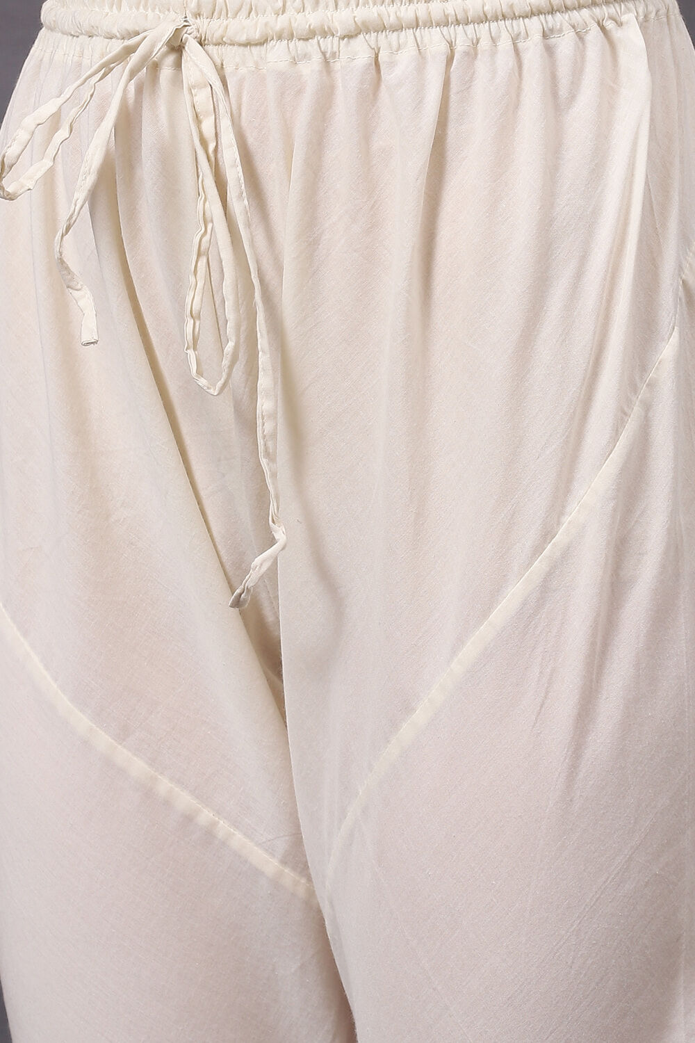 Cream Cotton Silk Straight Yarndyed Suit Set image number 2