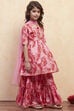 Pink Cotton Printed Gathered Suit Set image number 5