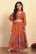 Orange Polyester Printed Kalidar Lehenga Set image number 6