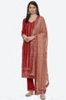 Blue Silk Blend Digital Print Unstitched Suit Set image number 0