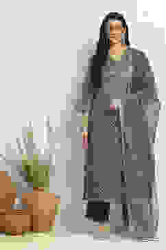 Blue Cotton Printed Unstitched Suit Set image number 1