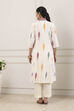Off White Cotton Geometric Printed A-Line Kurta image number 3