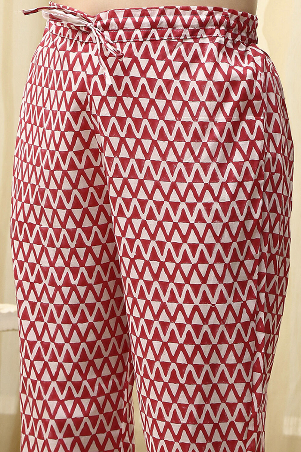 Coral Cotton Hand Block Print Unstitched Suit Set image number 4