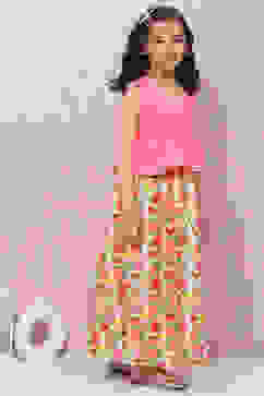 Coral Cotton Girls Lehenga Set image number 5