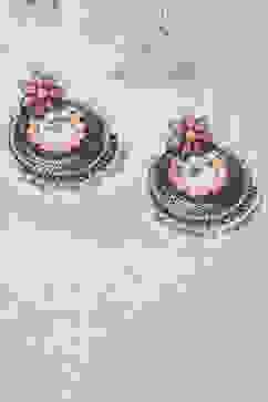 Oxidised Peach Alloy Earrings image number 0